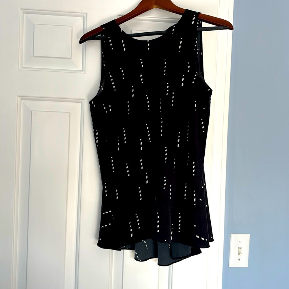 Black and White Ann Taylor Hi-Low Tank